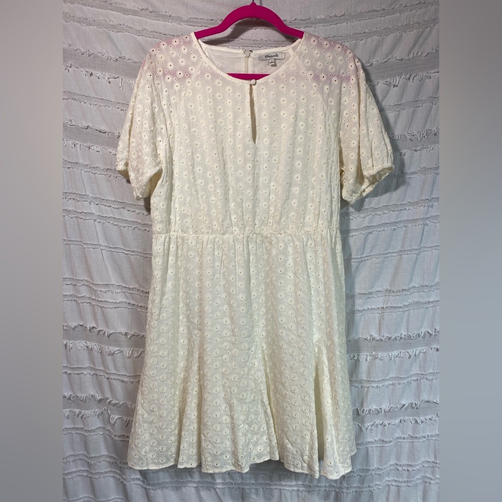 Madewell eyelet mini dress with embroidery flowers